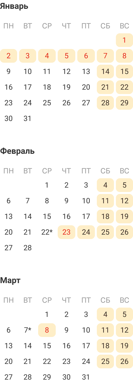 Производственный календарь на 2023 год с праздниками и выходными России