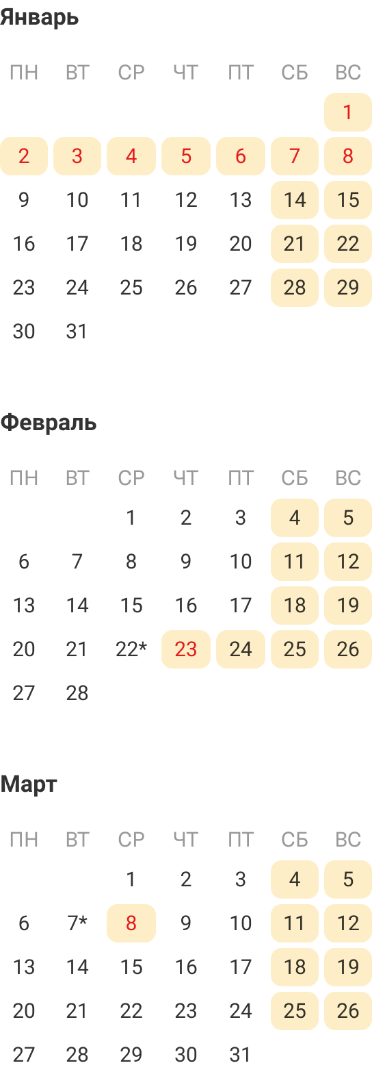 Производственный календарь на 2023 год с праздниками и выходными России